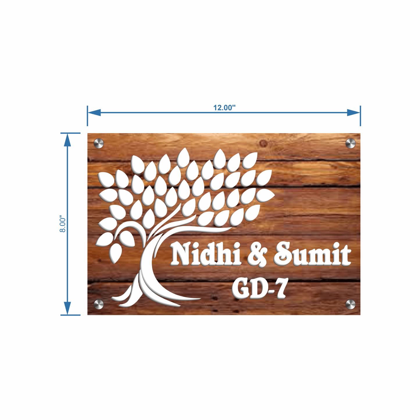 Personalized Acrylic Name Plate For Home – Vinyl Wooden & White - NameplateWale