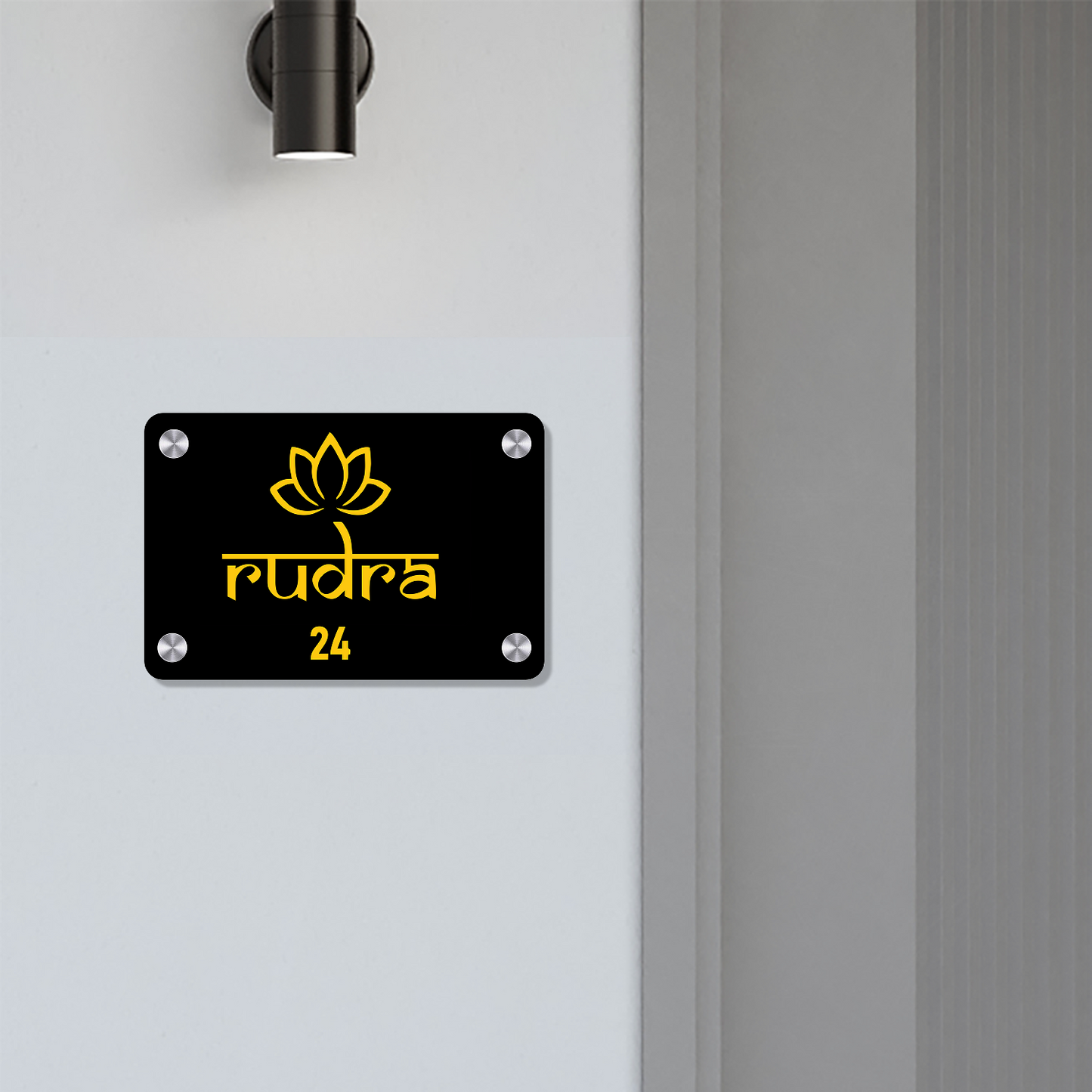 Personalized Acrylic Name Plate for Home – Black + Golden - NameplateWale