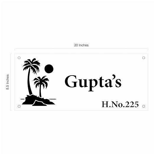 Personalized Acrylic Name Plate For Home – Vinyl Wooden, Yellow & White