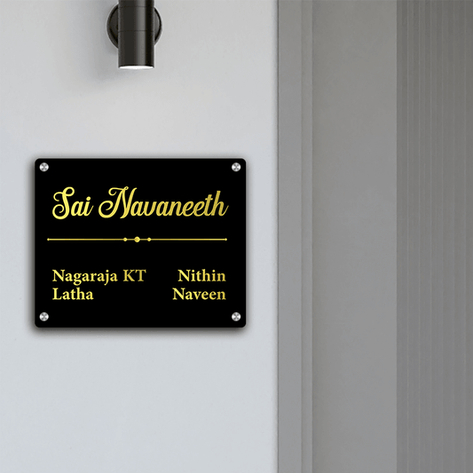 Personalized Acrylic Name Plate For Home – Black & Golden - NameplateWale