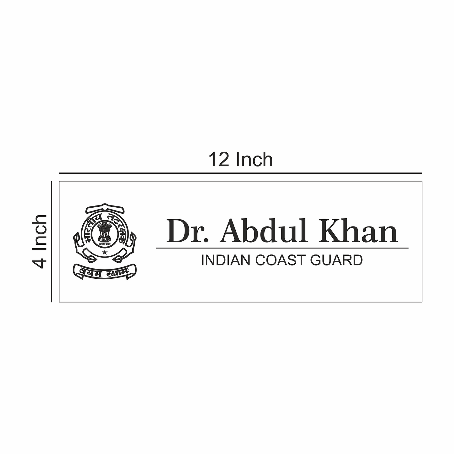 Office Name Plate for Indian Costs Guard/ Government Officers | Stainless Steel - NameplateWale