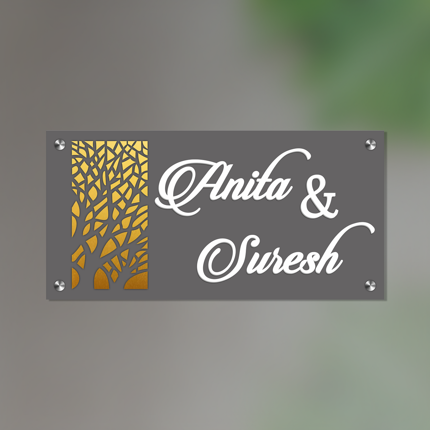Personalized Acrylic Name Plate For Home – Black & Golden - NameplateWale