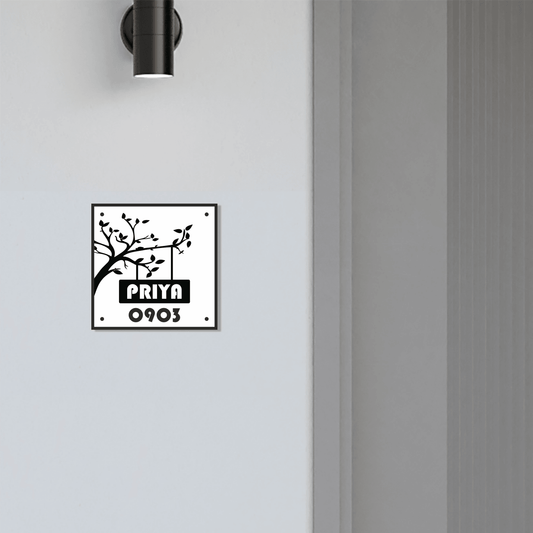 Personalized Acrylic Name Plate For Home – Black and White - NameplateWale