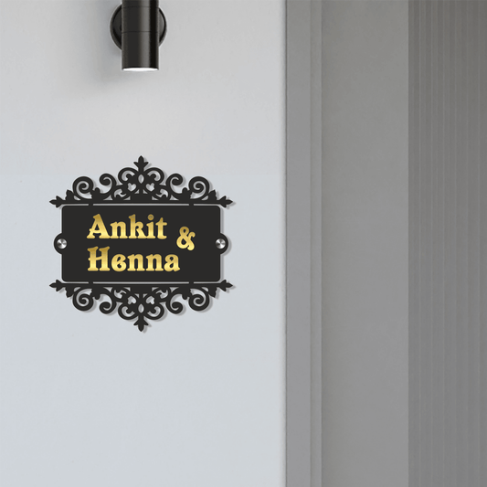 Personalized Acrylic Name Plate For Home – Black & Golden - NameplateWale