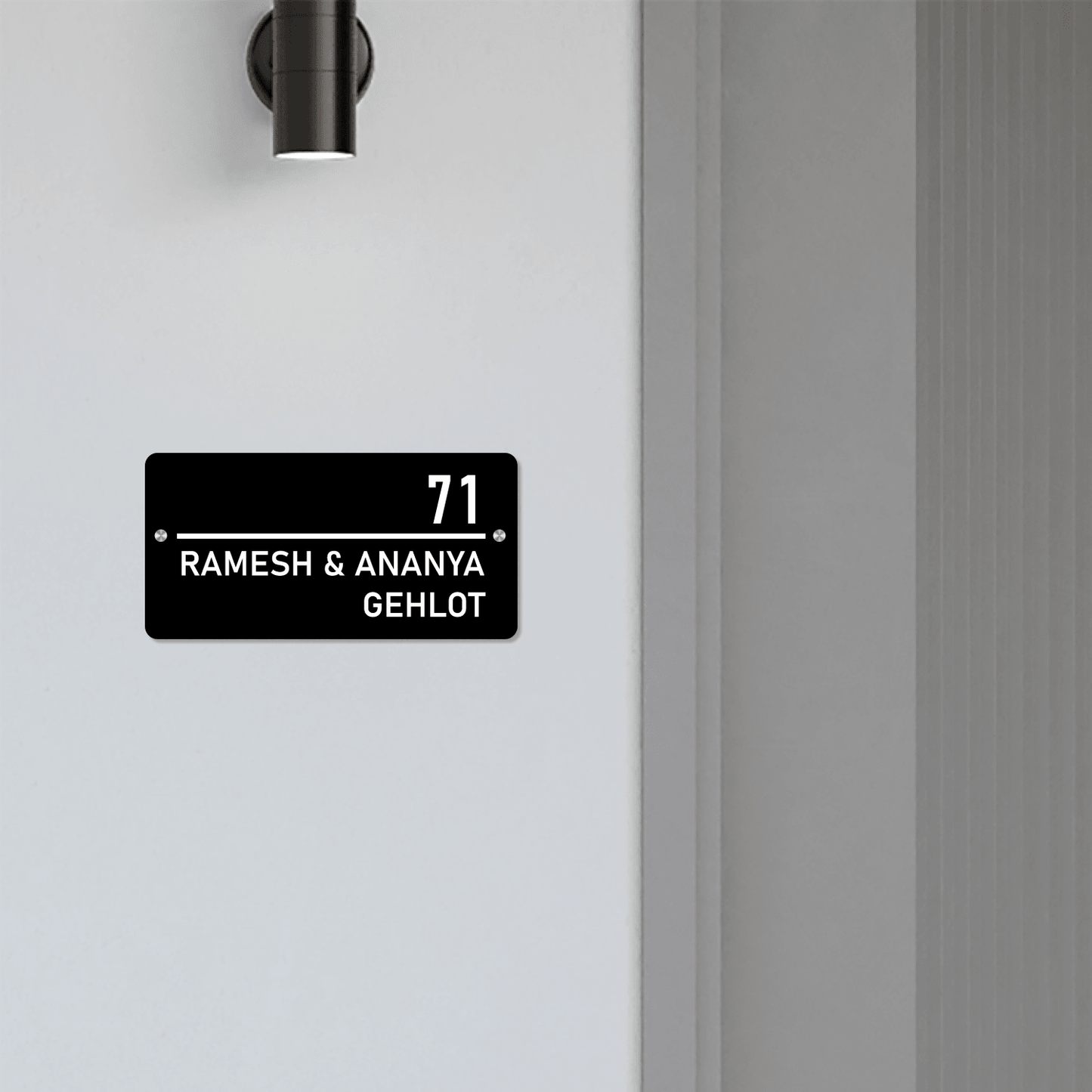 Personalized Acrylic Name Plate For Home – Black & White