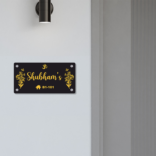 Personalized Acrylic Name Plate for Home – Black + Golden - NameplateWale