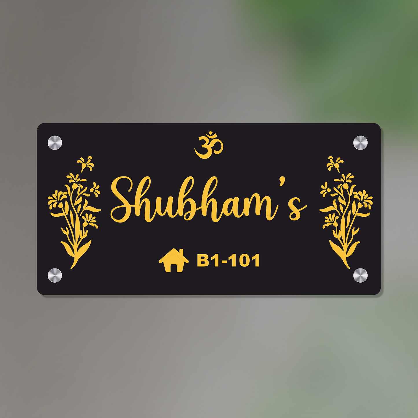 Personalized Acrylic Name Plate for Home – Black + Golden - NameplateWale