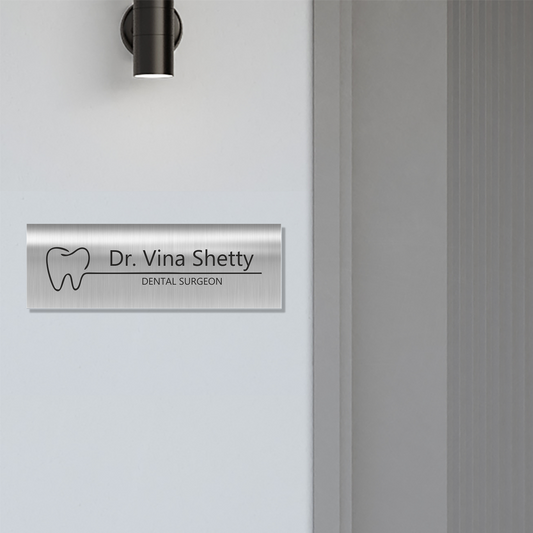 Office Name Plate for Dental Surgeons/ Doctors | Stainless Steel - NameplateWale