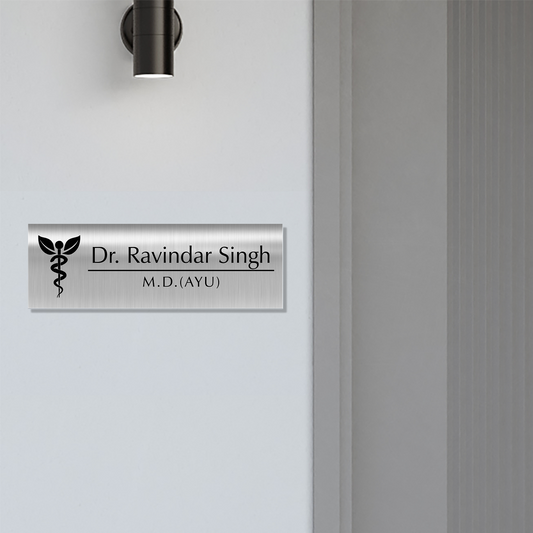Office Name Plate for Doctors | Stainless Steel - NameplateWale