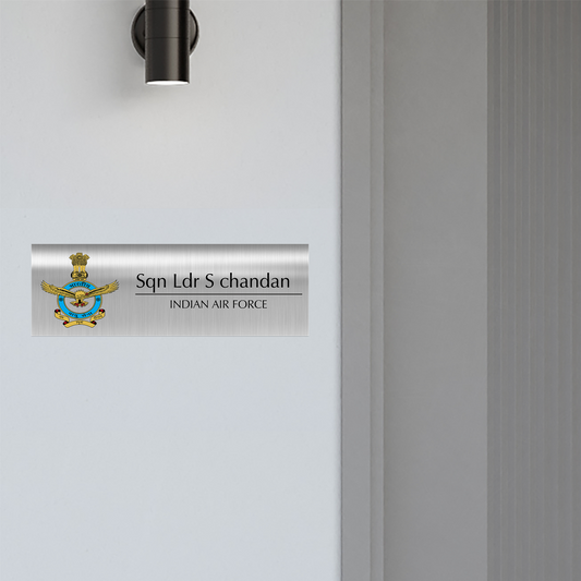 Office Name Plate for Indian Air Force/ Government Officers | Stainless Steel - NameplateWale