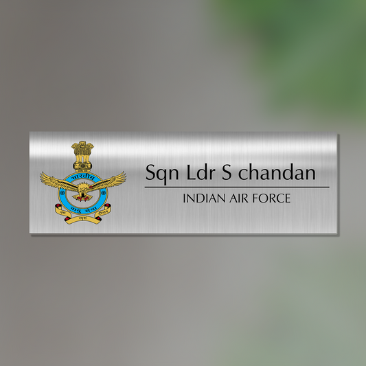 Office Name Plate for Indian Air Force/ Government Officers | Stainless Steel - NameplateWale