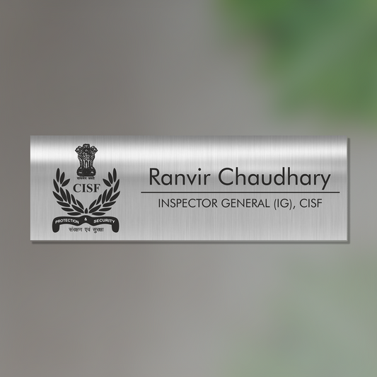 Office Name Plate for CISF/ Government Officers | Stainless Steel - NameplateWale