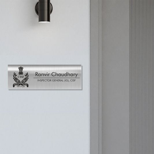Office Name Plate for CISF/ Government Officers | Stainless Steel - NameplateWale