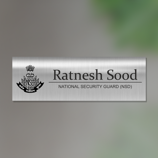 Office Name Plate for National Security Guard (NSG)/ Government Officers | Stainless Steel - NameplateWale