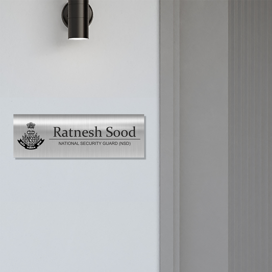 Office Name Plate for National Security Guard (NSG)/ Government Officers | Stainless Steel - NameplateWale