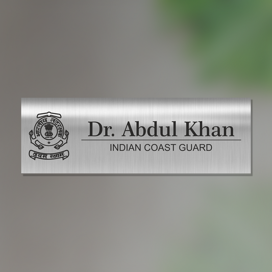 Office Name Plate for Indian Costs Guard/ Government Officers | Stainless Steel - NameplateWale
