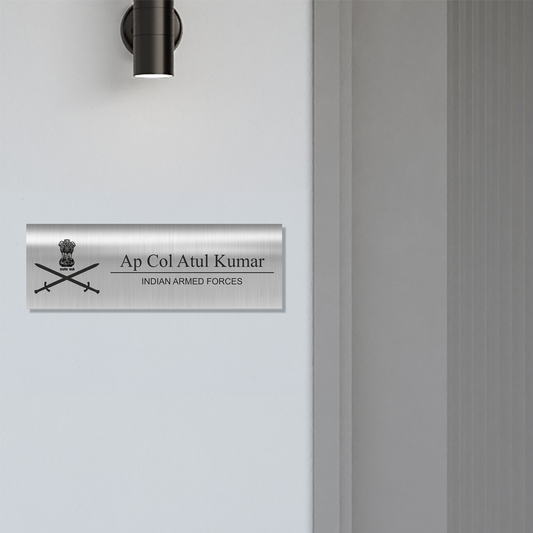 Office Name Plate for Indian Armed Forces/ Government Officers | Stainless Steel - NameplateWale