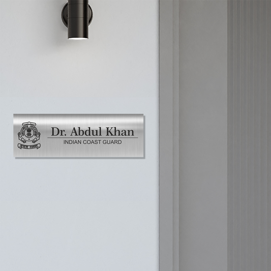 Office Name Plate for Indian Costs Guard/ Government Officers | Stainless Steel - NameplateWale