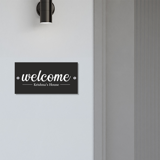 Personalized Acrylic Name Plate for Home – White + Black - NameplateWale