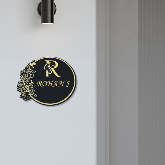 Personalized Acrylic Name Plate for Home – Black + Golden - NameplateWale