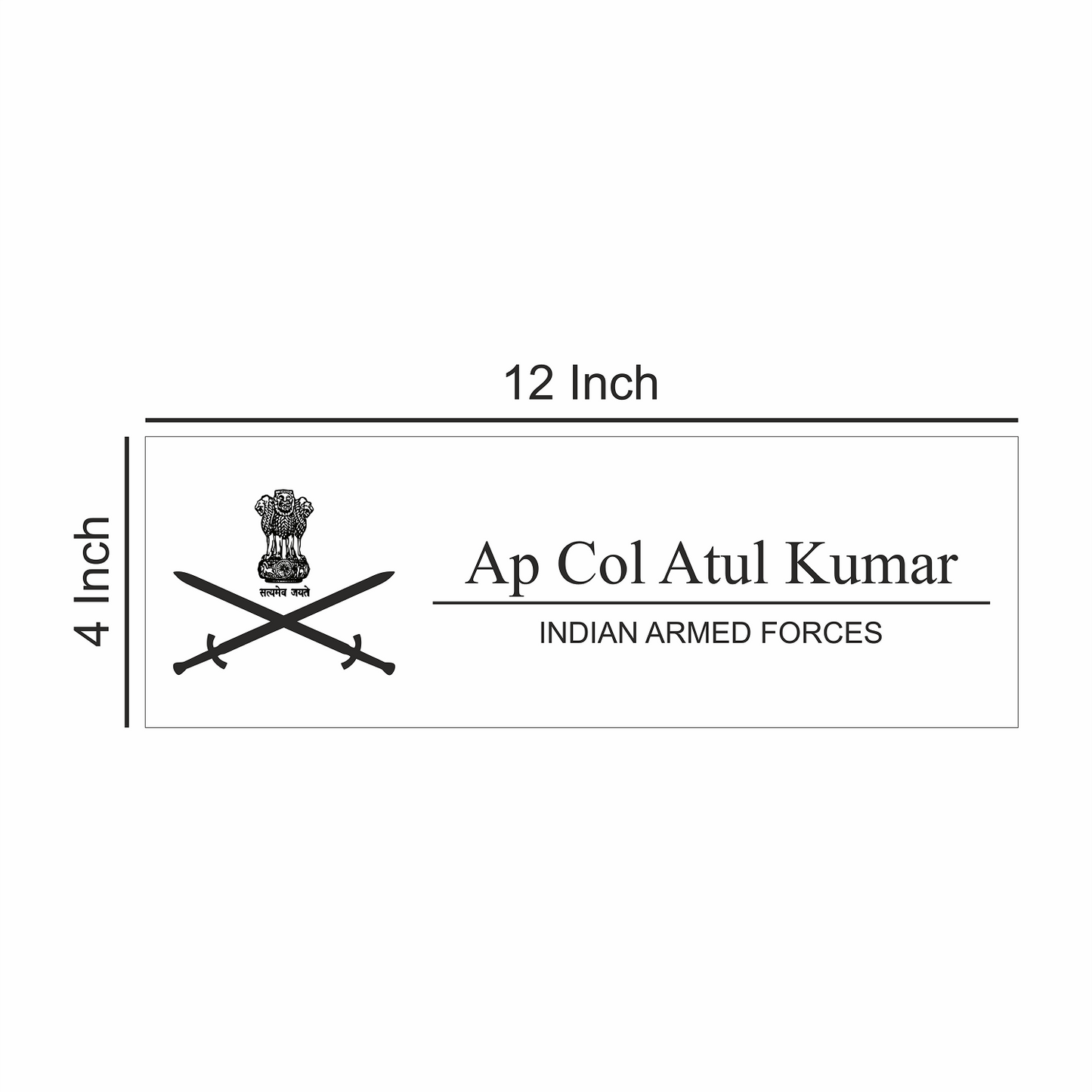 Office Name Plate for Indian Armed Forces/ Government Officers | Stainless Steel - NameplateWale
