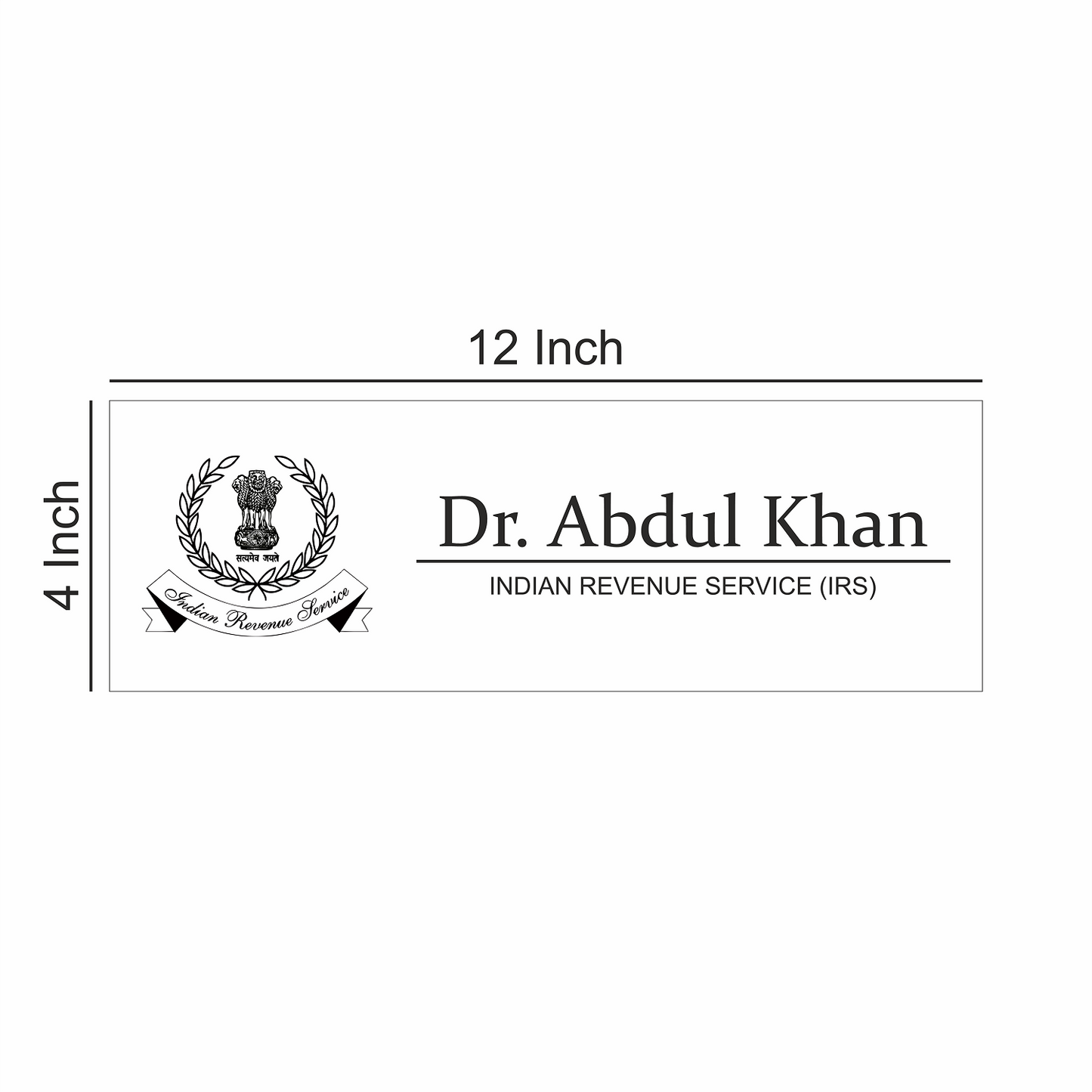 Office Name Plate for Indian Revenue Services (IRS)/ Government Officers | Stainless Steel - NameplateWale