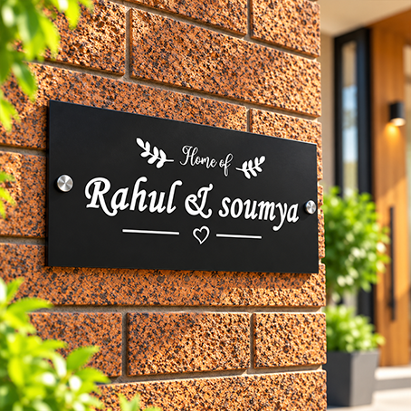 Personalized Acrylic Name Plate for Home  – Black + White