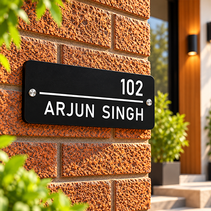 Personalized Acrylic Name Plate For Home – Black & White