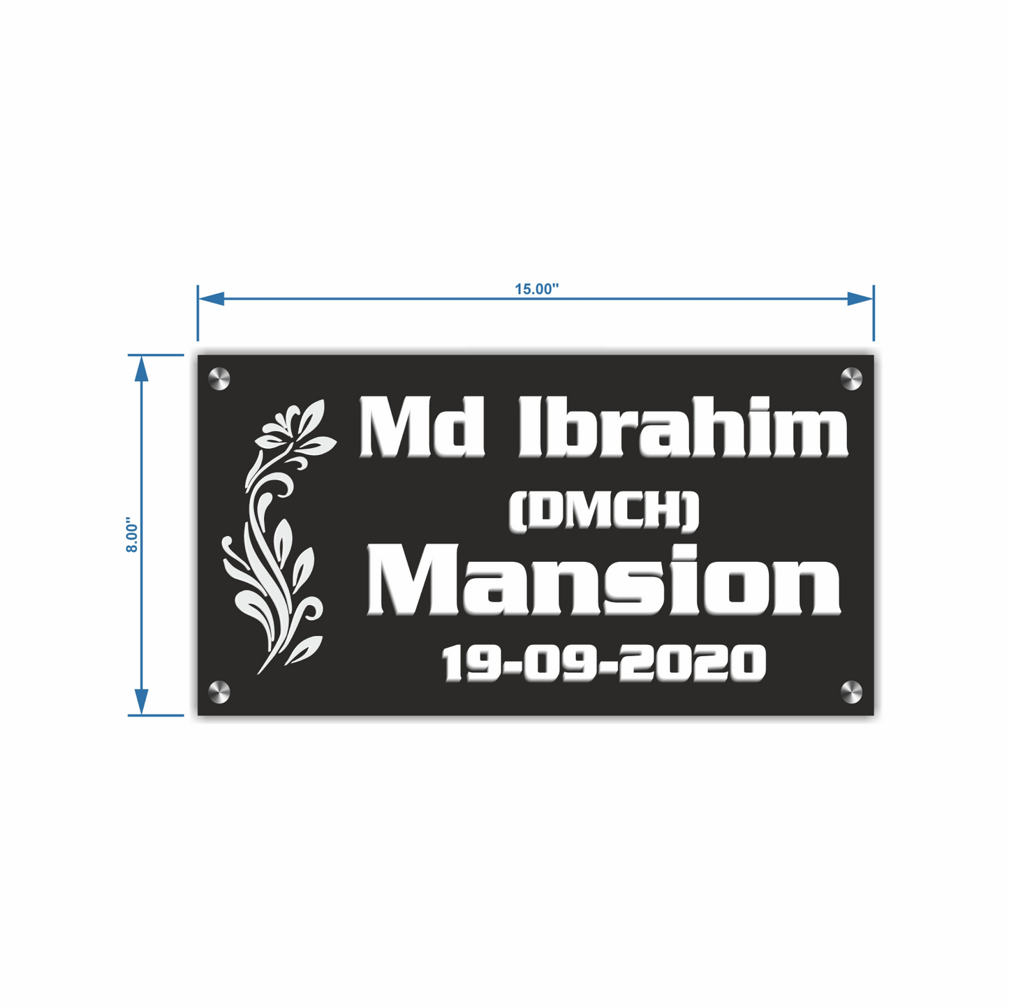 Personalized Acrylic Name Plate For Home –  Black and White