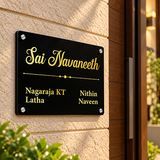 Personalized Acrylic Name Plate For Home – Black & Golden