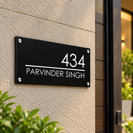 Personalized Acrylic Name Plate For Home – Black & White