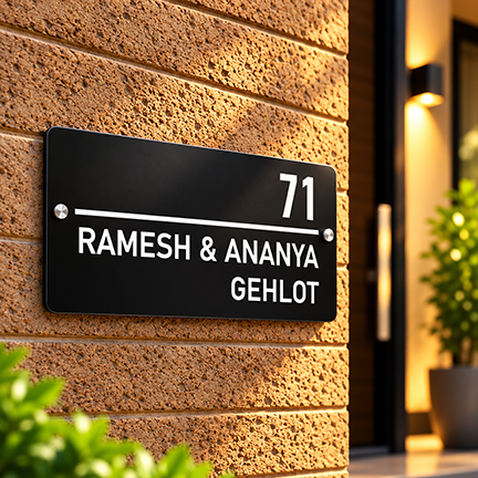 Personalized Acrylic Name Plate For Home – Black & White