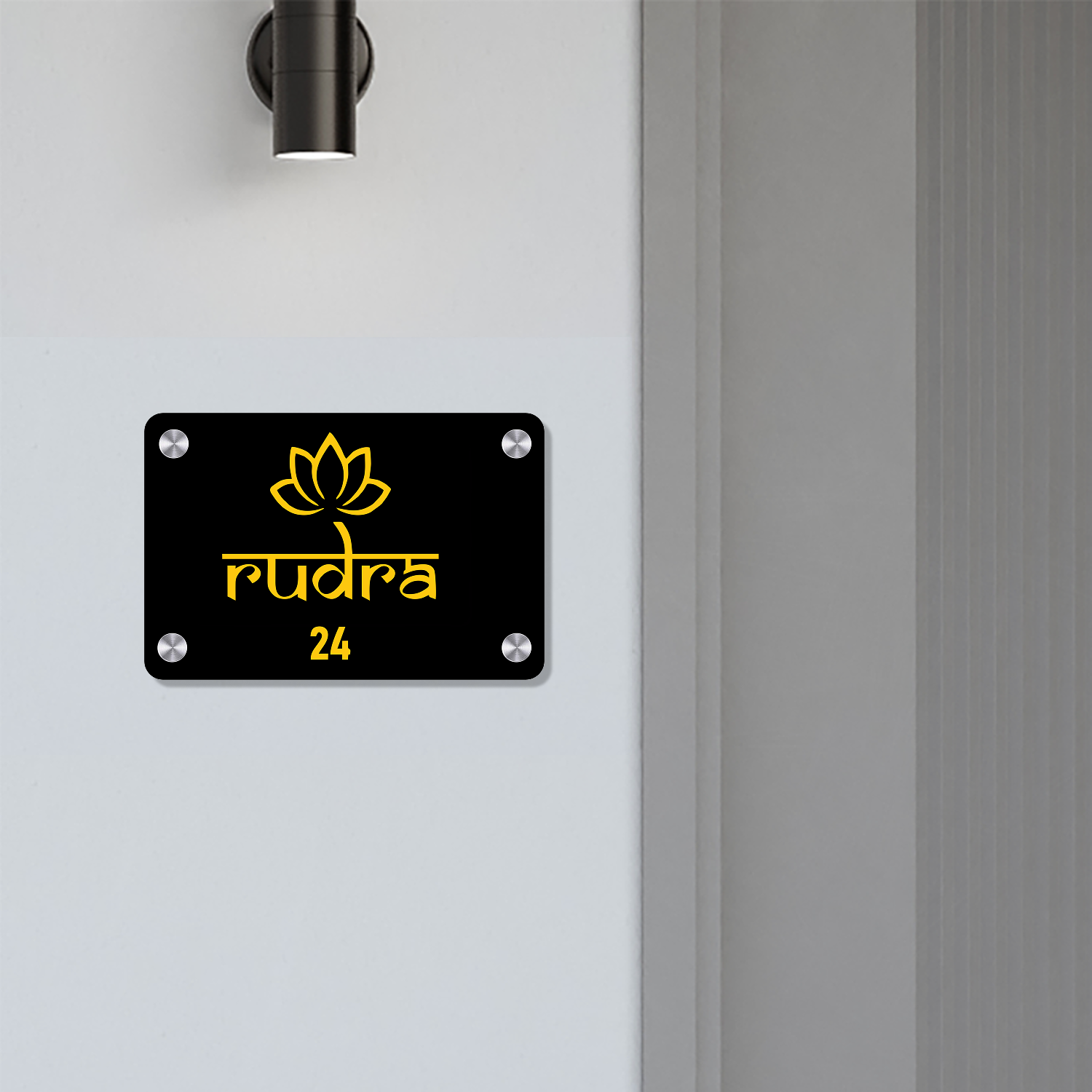 Personalized Acrylic Name Plate for Home – Black + Golden - NameplateWale