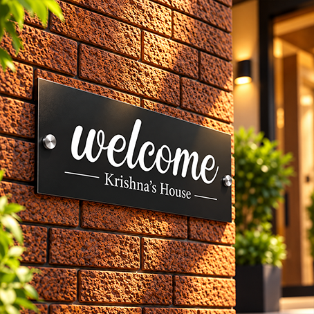 Personalized Acrylic Name Plate for Home  – White + Black