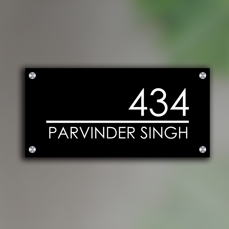 Personalized Acrylic Name Plate For Home – Black & White