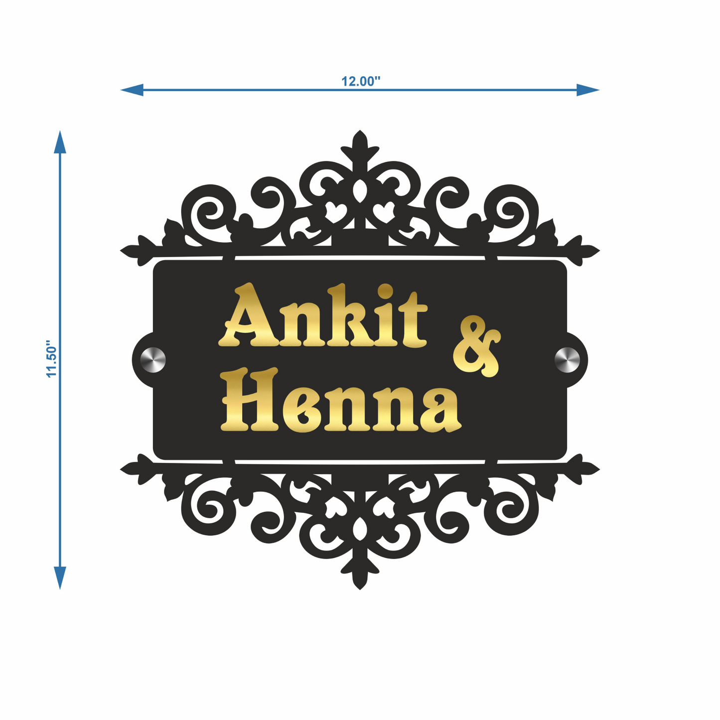 Personalized Acrylic Name Plate For Home – Black & Golden