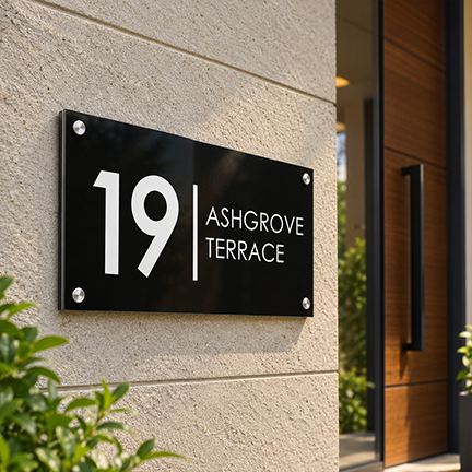 Personalized Acrylic Name Plate For Home – Black & White
