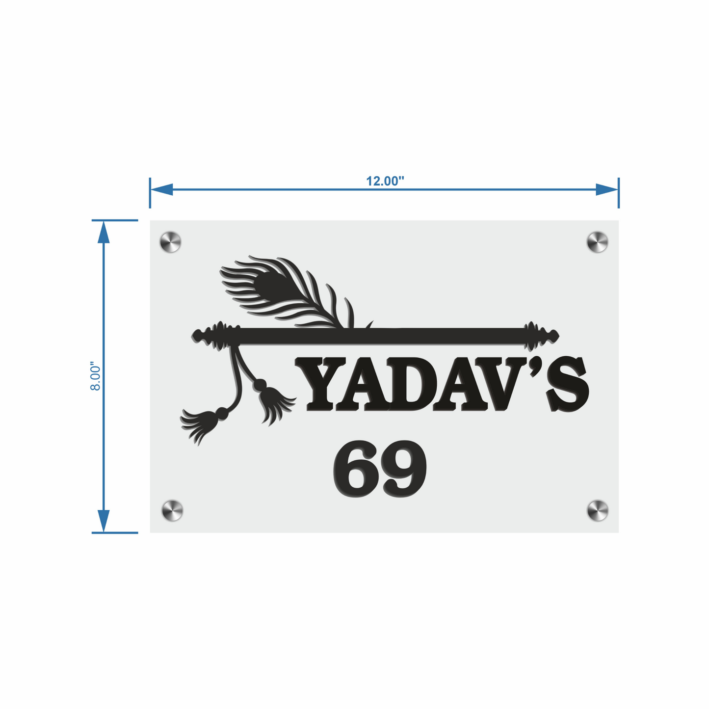 Personalized Acrylic Name Plate For Home – White + Black