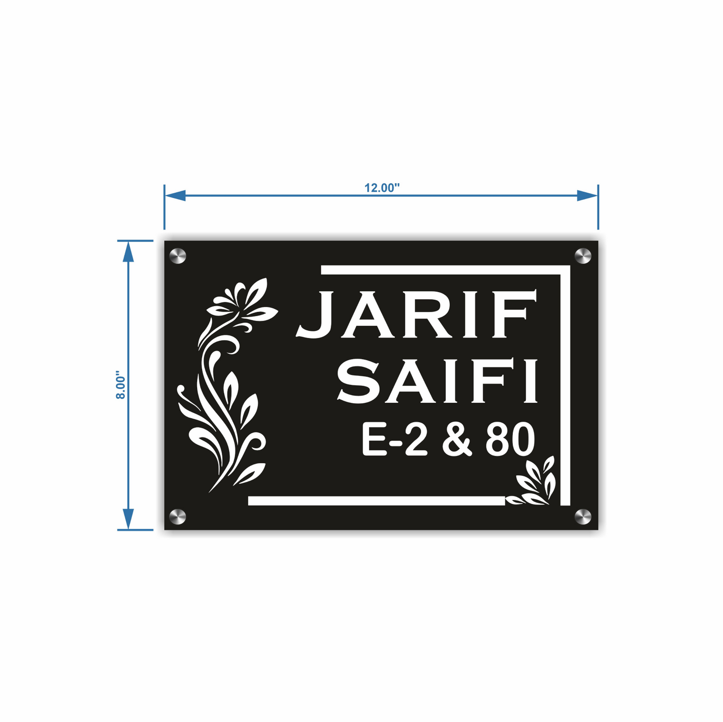 Personalized Acrylic Name Plate For Home –  Black and White