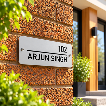 Personalized Acrylic Name Plate For Home – White & Black