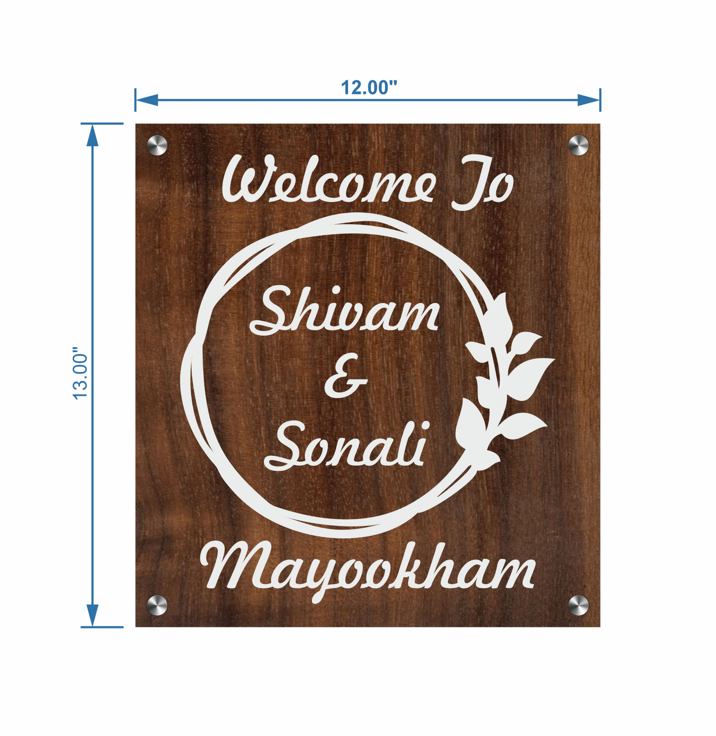 Personalized Acrylic Name Plate For Home –  Vinyl Wooden & White