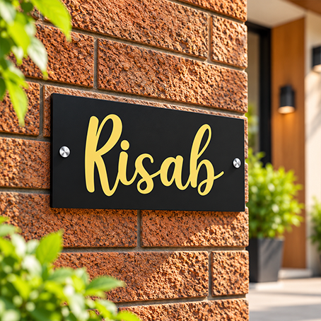 Personalized Acrylic Name Plate for Home  – Black + Golden