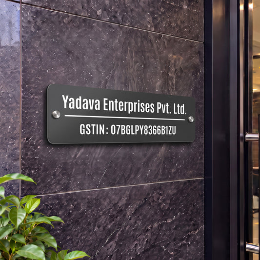 Office Name Plate with Company Name and GST Number