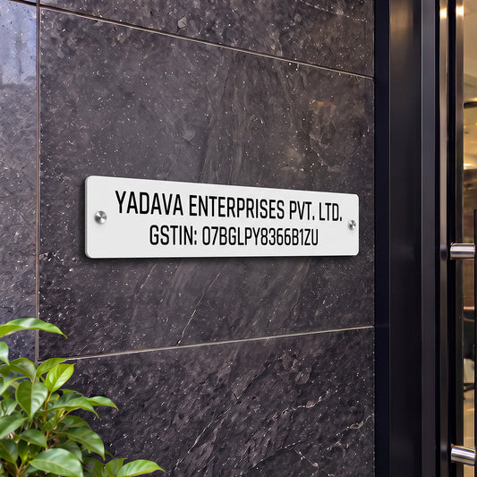 Office Name Plate with Company Name and GST Number