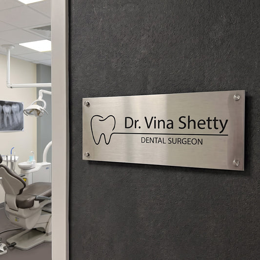 Office Name Plate for Dental Surgeons/ Doctors | Stainless Steel