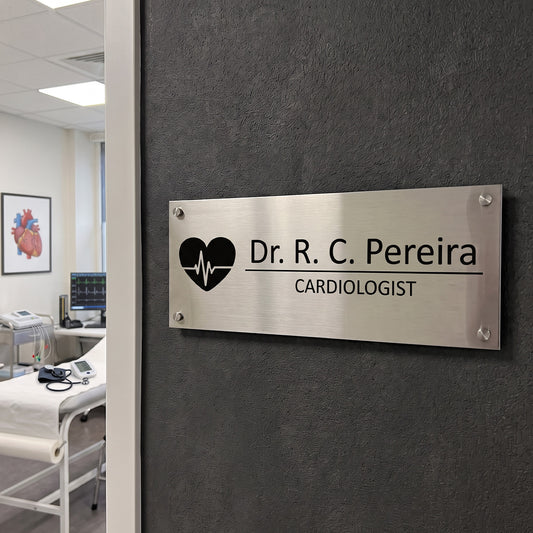Office Name Plate for Cardiologists/ Doctors | Stainless Steel