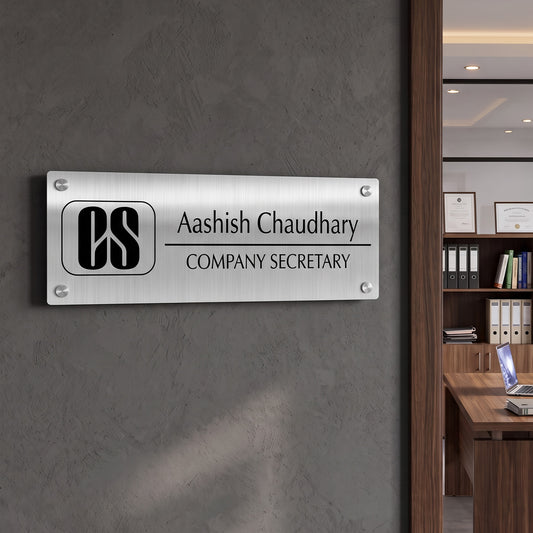 Office Name Plate for Company Secretary (CS) | Stainless Steel