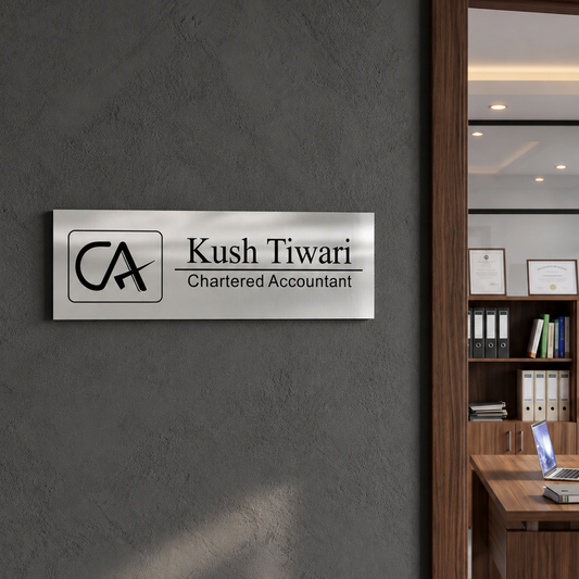 Office Name Plate – Chartered Accountant (CA) | Stainless Steel