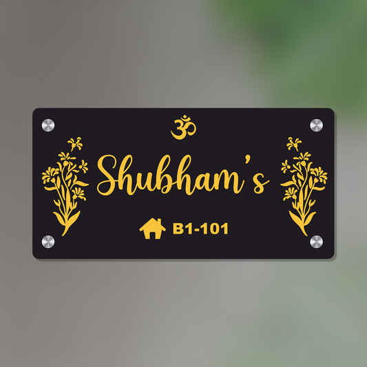 Personalized Acrylic Name Plate for Home – Black + Golden - NameplateWale