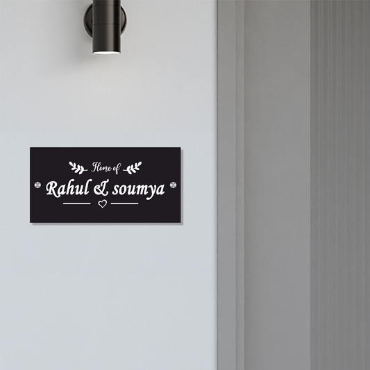 Personalized Acrylic Name Plate for Home – Black + White - NameplateWale